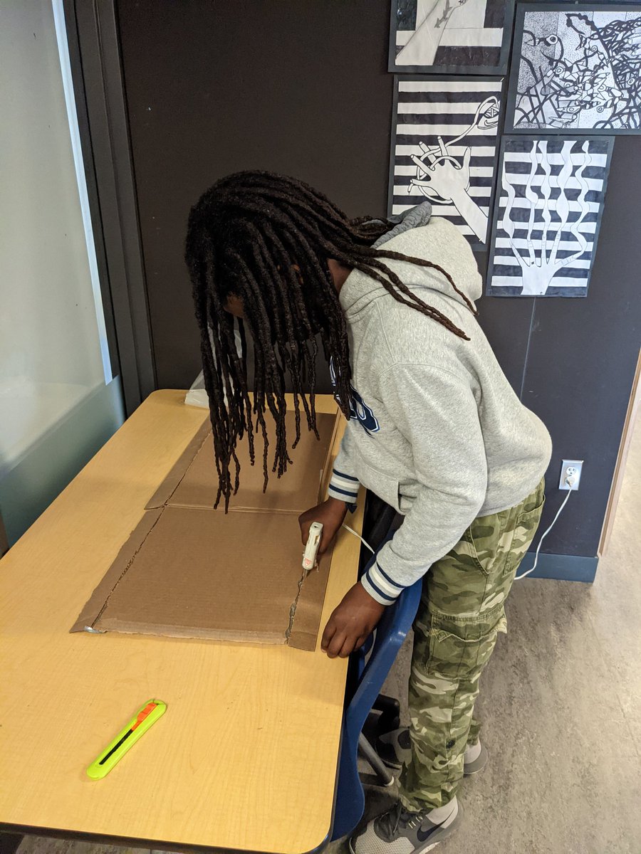 CanadaGrant's tweet photo. This awesome young man wanted to learn how to build a basic ramp to give to our @CurlingTDSB primary friends to use in our upcoming Curling Derby! So, we learned to use the tools safely, came up with a design, and he was off to the races! 🙂 #makeredto https://t.co/NTswp4dlad