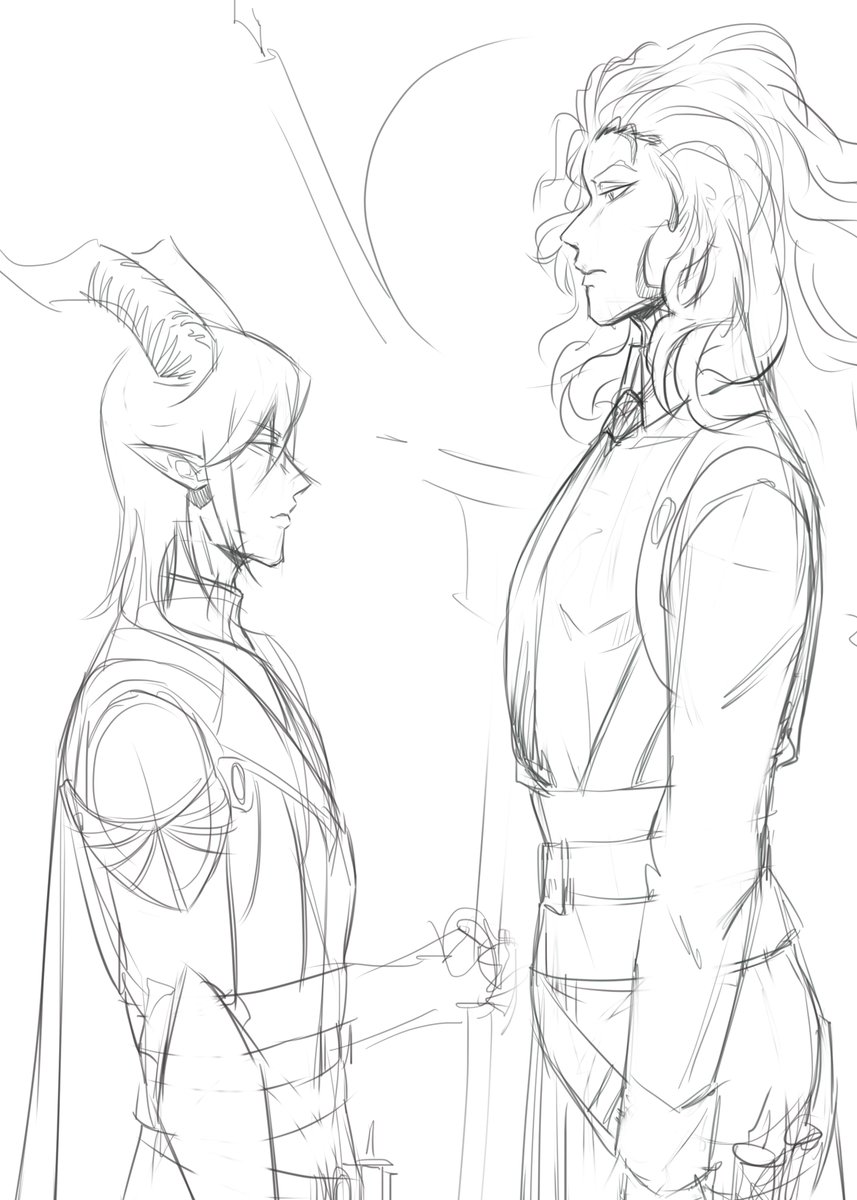 more height difference stuff– this time just Malleus and Ahi, since they'd technically be the tallest two in NRC #twst_oc 