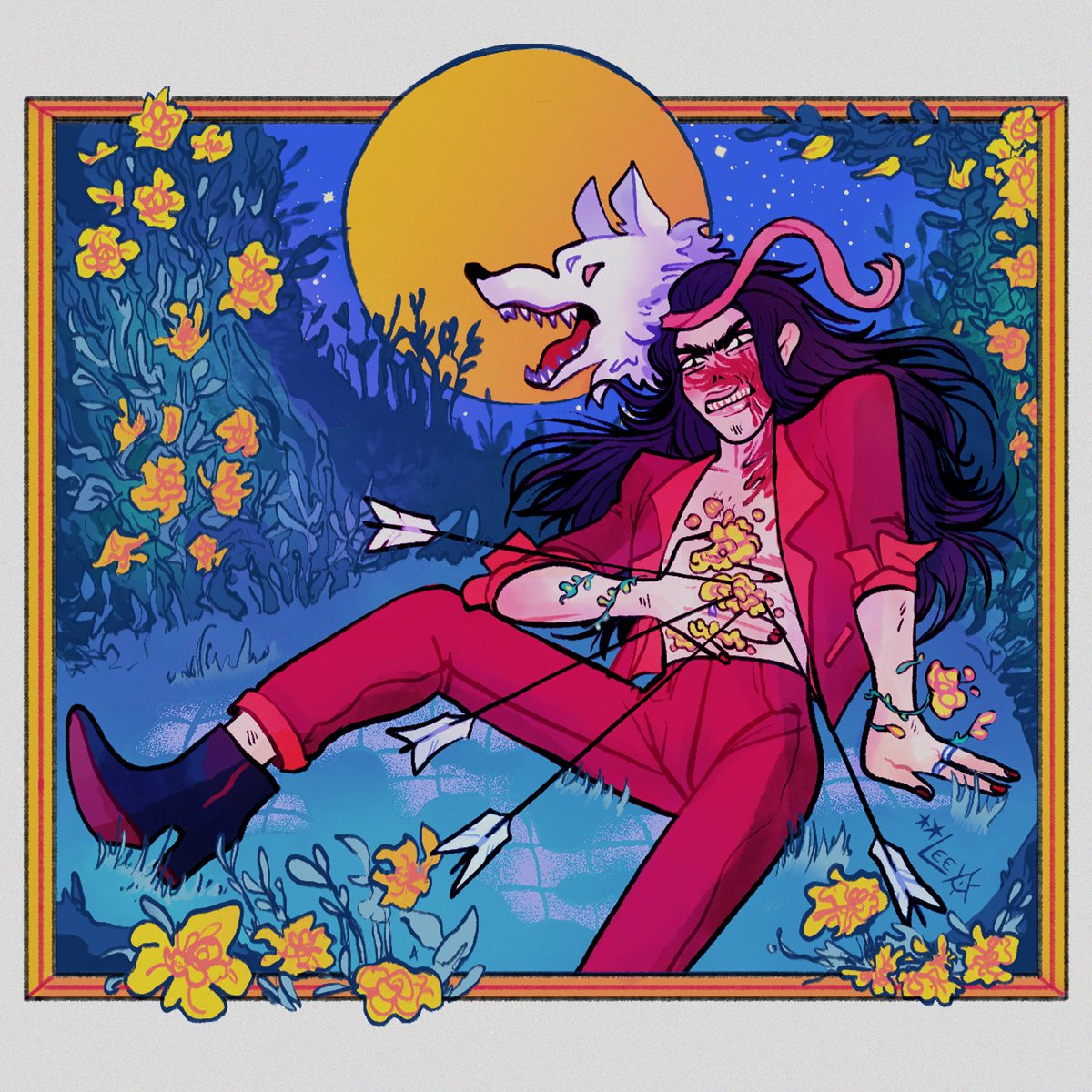 PomposLantern's tweet photo. Happy #TransDayOfVisibility I'm Lee, a non-binary and autistic artist. I love dark fantasy and supernatural horror. I enjoy subverting classic monster/villian tropes and exploring themes of gender identidy and non-conformity with my trans oc! https://t.co/1a8CpCj3Qb