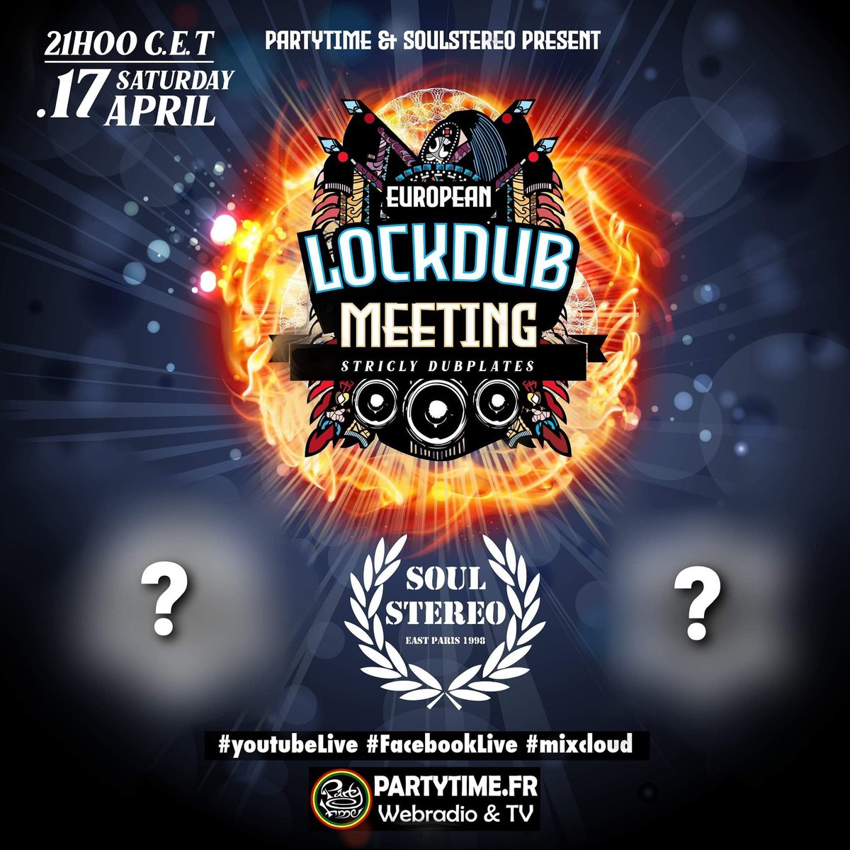 PartyTimeRadio's tweet photo. Pour le 9ème #LockDubmeeting , Party Time s'est associé à #SoulStereoSound pour vous concocter une rencontre de sound européen. Qui seront les invités de soul stereo??
Rendez-vous le Samedi 17 avril 2021. #keepconnected #partytimefr #PartyTimeRadio https://t.co/r6F0gtwv1W