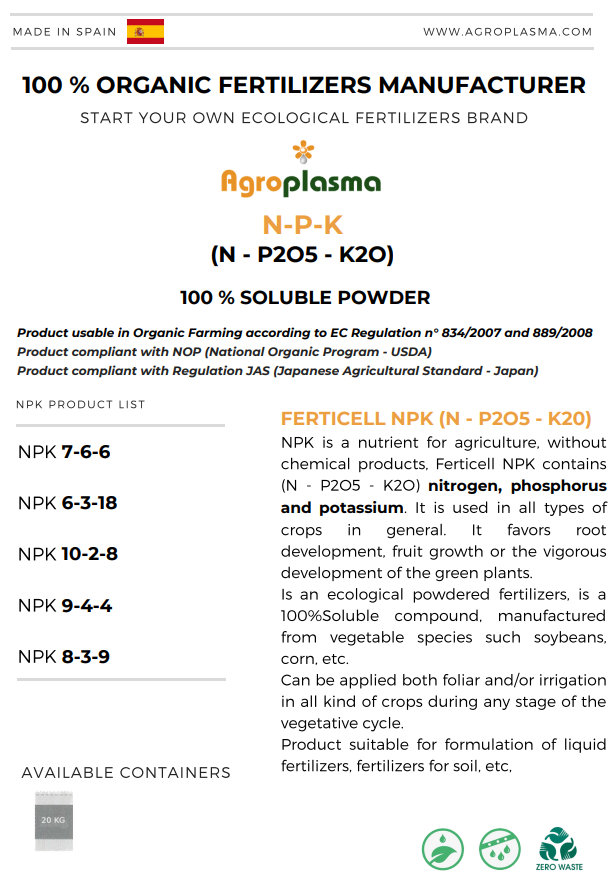 agroplasmaspain's tweet photo. #Agroplasmaspain is a company that directly manufactures #organic #fertilizers. Raw materials with which we work are different types of #unicellular #algae and #natural extracts of #plants, #seeds and #minerals that we transform in our #laboratories into #ecological products. https://t.co/t2IhrjvL4N