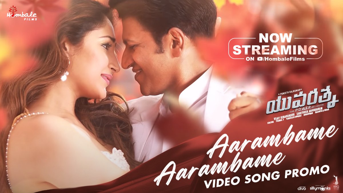 PuneethRajkumar's tweet photo. Find the Beauty of love in the romantic tune of #Yuvarathnaa 

#NeenaadeNaa &amp; #Aarambame Video Song Promo Out Now 

Kannada - https://t.co/nUBY95A4KK
Telugu - https://t.co/m2w7cy1oVl

#PowerInU @hombalefilms @SanthoshAnand15 @VKiragandur @MusicThaman @sayyeshaa  @Karthik1423 https://t.co/ch0uFWREDE