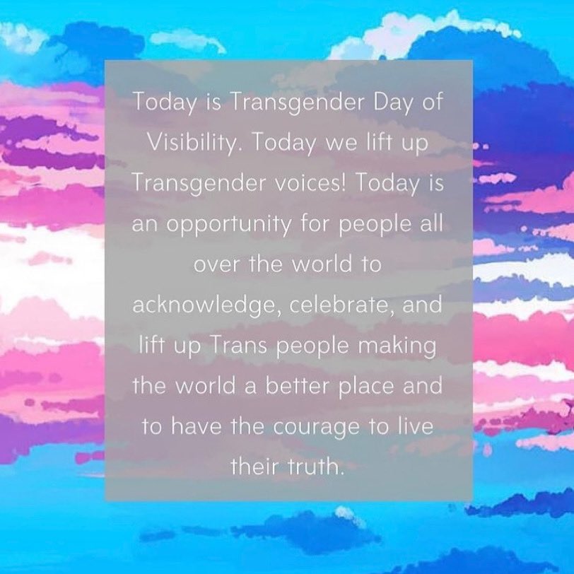 Today is Transgender day of Visibility! Today we celebrate the Trans community and all they contribute to society ❤️🏳️‍⚧️