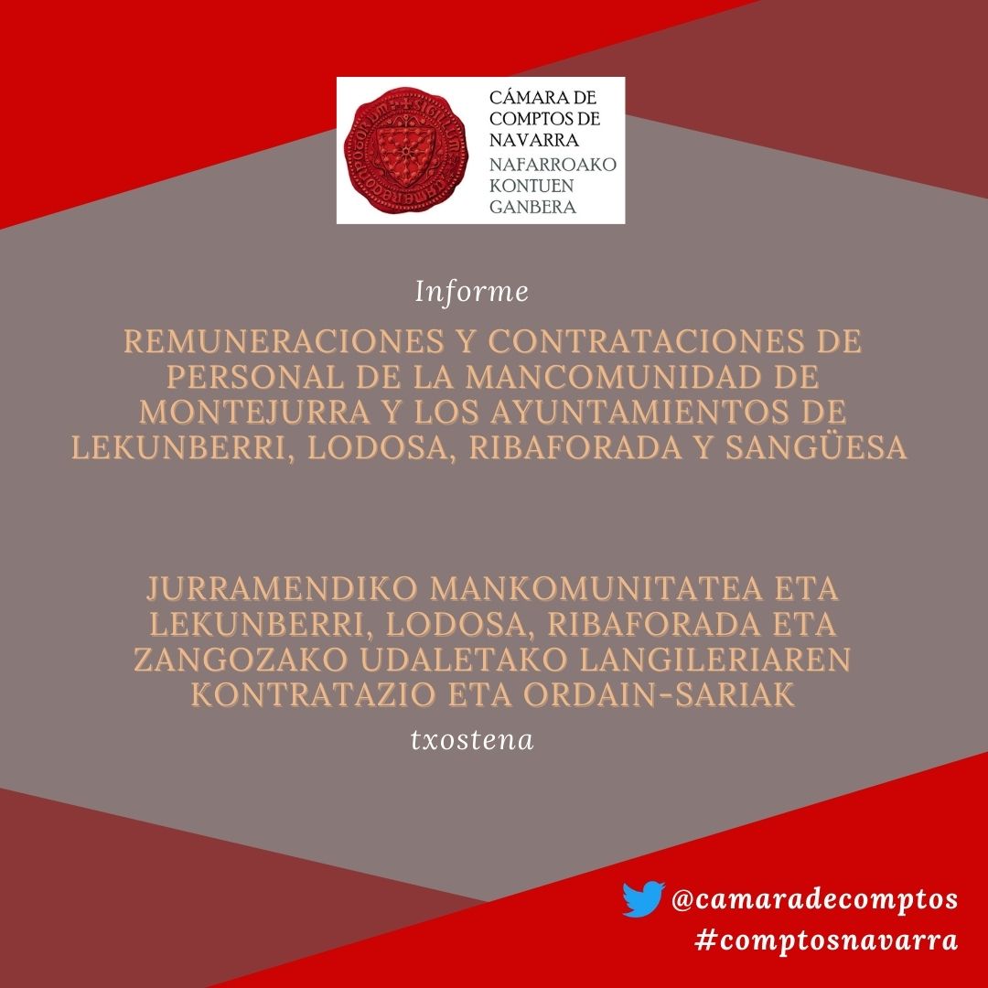 camaradecomptos's tweet photo. 🗣️Acabamos de publicar un informe sobre contratación de personal en varios entes locales
👉https://t.co/rb5MRj06kX

‼️ Toki erakunde batzuetako langileriaren kontratazioa aztertu dugu👇
https://t.co/q7jKhvQMxB

#comptos #navarra https://t.co/xe3aOQOhse