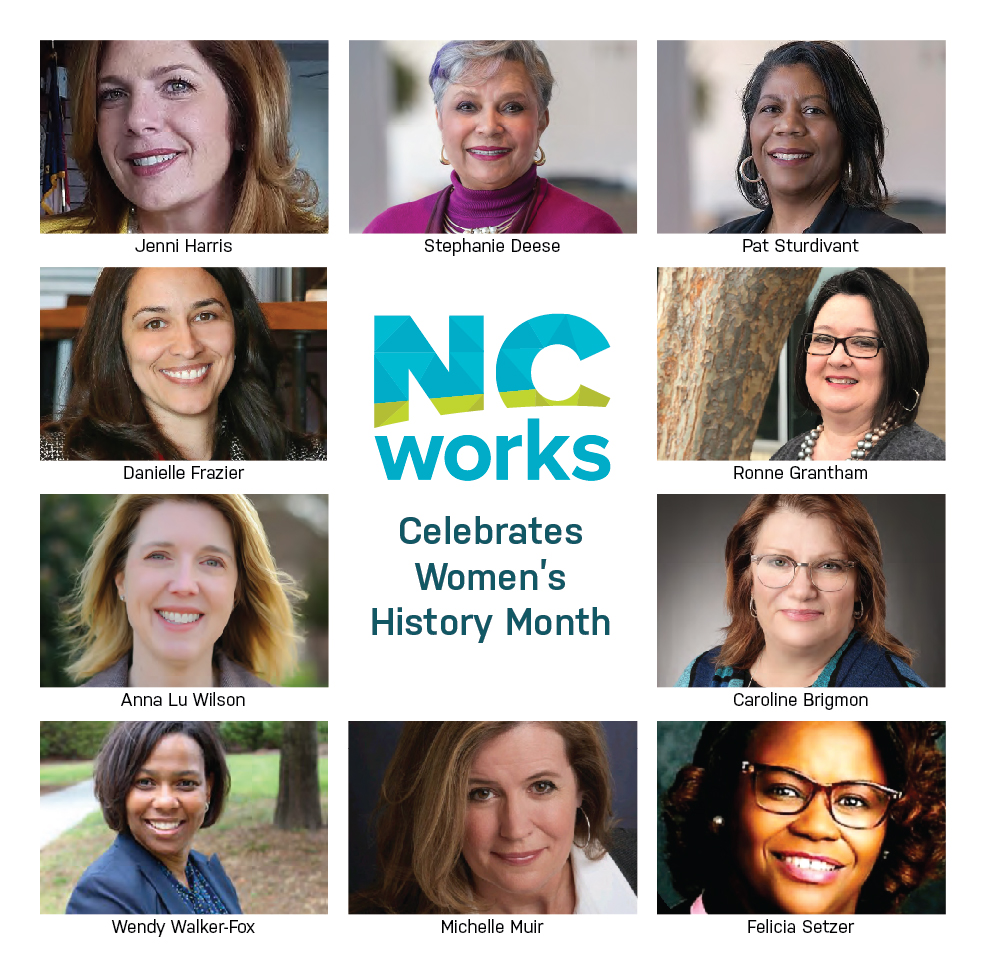 ncworks's tweet photo. As we close out #WomensHistoryMonth, we celebrate these #WorkforceDevelopment leaders. They represent the many women who are making history every day, serving in leadership roles throughout the #NCWorks system! https://t.co/6uFrR7n97q