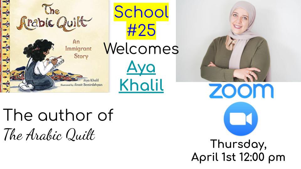 School #25 is excited to welcome <a href="/ayawrites/">Aya Khalil</a> Aya Khalil for a Virtual Author Visit tomorrow. #lionpride <a href="/25Lafayette/">Lafayette Estates School #25</a> <a href="/Braunsdorf25/">Edward Braunsdorf</a>