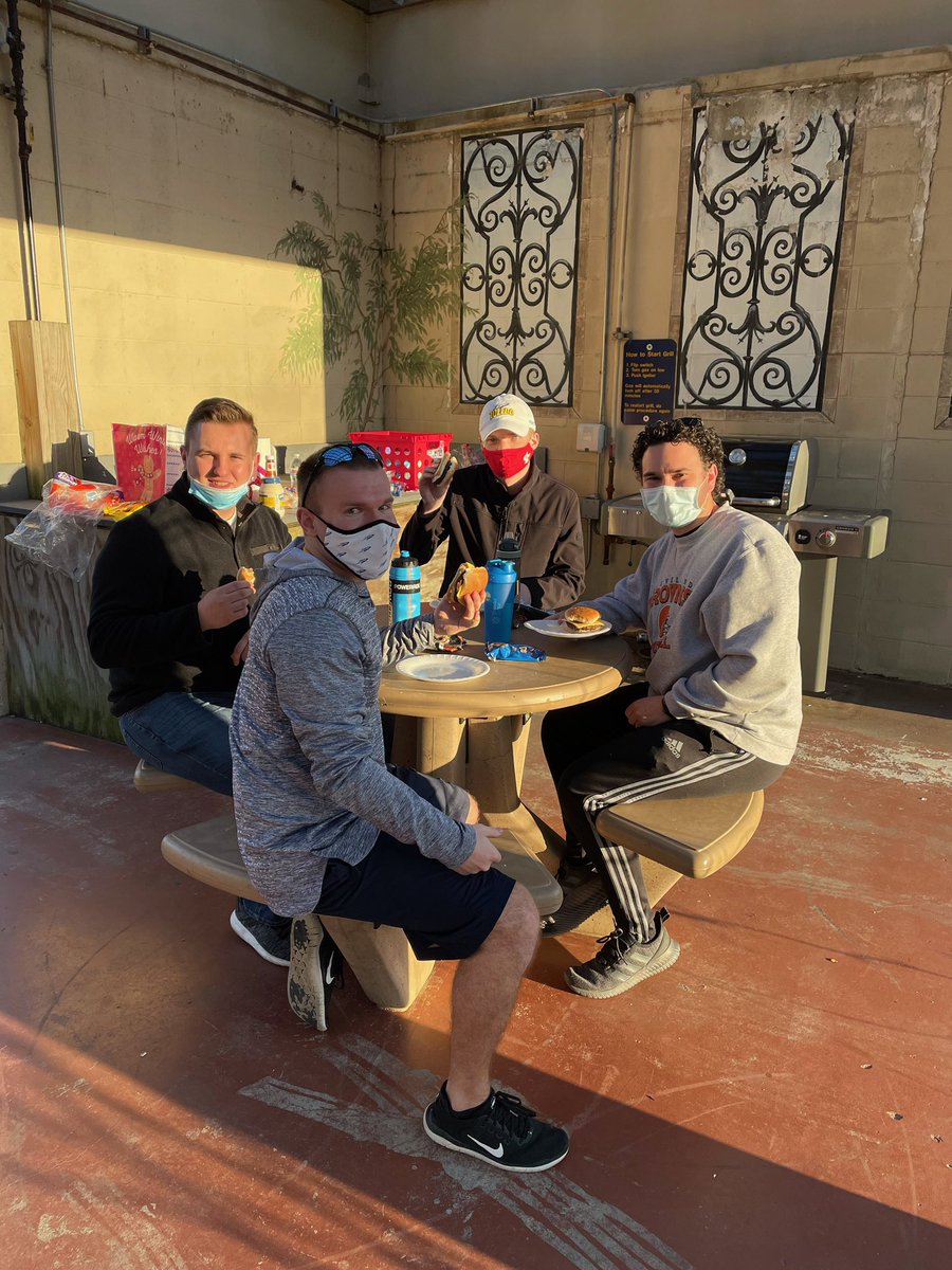 PSEToledo's tweet photo. Shoutout to @jakobstober28 for being the grill master at our first in-person exec meeting of the year! 
P.S. If you see a soccer ball stuck in a tree in the Flatlands, @AnnaRegis3 is missing it very much right now ⚽️ https://t.co/6pumWRsGLe