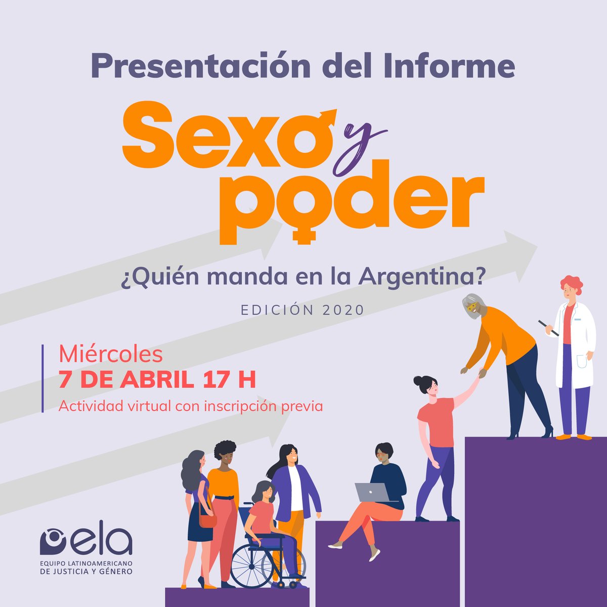 EquipoELA's tweet photo. ¿Cómo se distribuyen en términos de género los puestos de mayor jerarquía en Argentina? ¿Dónde estamos las mujeres? Te invitamos a la presentación de informe #SexoyPoder ¿Quién manda en Argentina? 
📅Miércoles 07/04
⏰17hs
📝Con inscripción previa: https://t.co/YC291ya5zi https://t.co/VUUe9aIKC6
