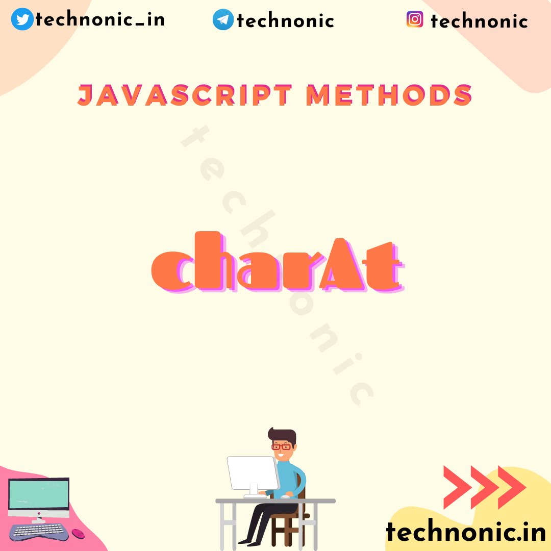 technonic_in's tweet image. charAt

This method return returns the character at the specified index in a string 
#30daysofcode #javascrtipt #javascriptfunctions #30dayjavascriptchallenge #charAt