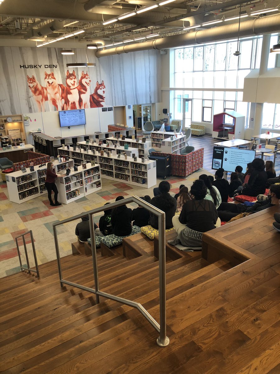 So cool to see 8th graders using the  Husky Commons today! <a href="/mrshalesreads/">Emily Hales</a> was teaching expectations and we know these <a href="/nwhuskies/">Northwood Middle School</a> will rise to the occasion. What an awesome place to learn! #112Leads <a href="/D112Teachers/">District112Teachers</a>
