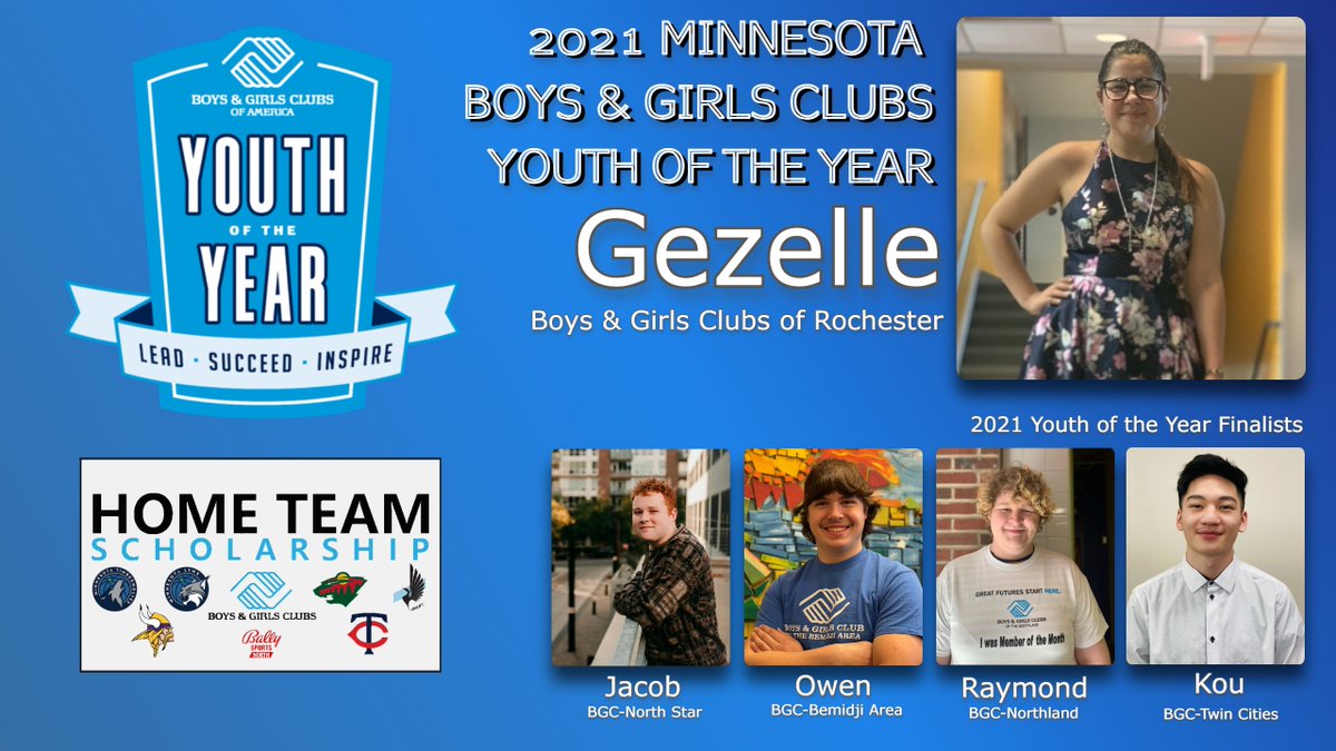 Congratulations to the 2021 Minnesota Youth of the Year and Home Team Scholarship recipient Gezelle from @bgclubroch #yoy #boysandgirlsclubs #WhateverItTakes  #rochestermn