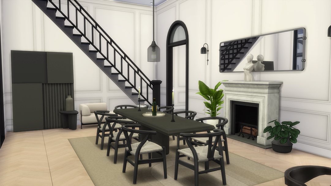 BuildsByLewis's tweet photo. Living area of the townhouse I’m currently making! 

#ShowUsYourBuilds #thesims #thesims4 #sims4 #simscc #sims4cc https://t.co/m6KJE6IMBr