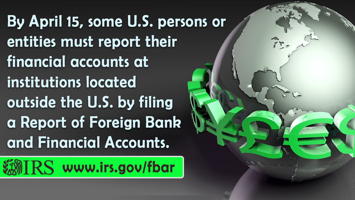 Filing a Report of Foreign Bank and Financial Accounts (#FBAR)? You should e-file on the BSA e-Filing system by the April 15 deadline: go.usa.gov/xHTyv #IRS
