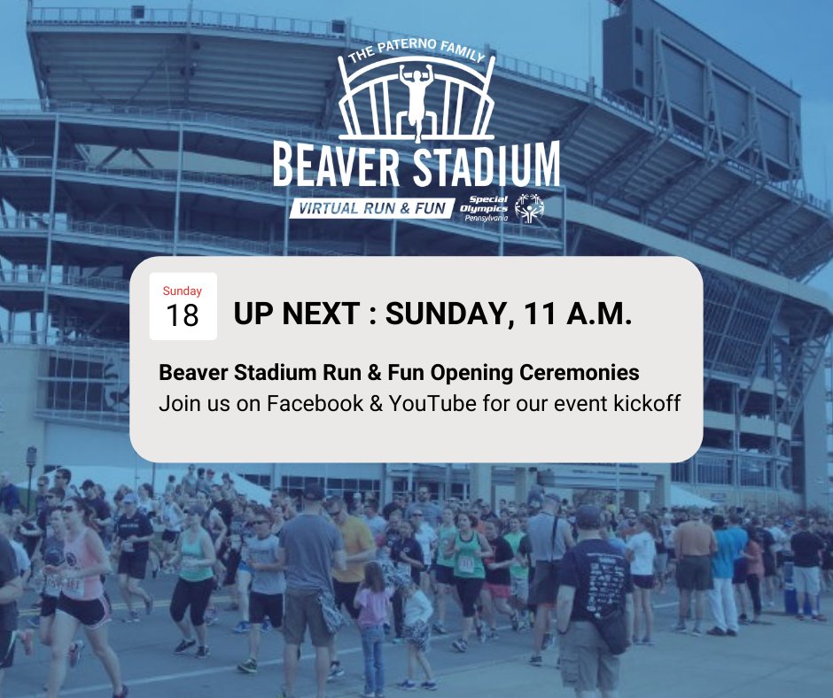SOPennsylvania's tweet photo. SUNDAY. On YouTube and Facebook. Don't miss it!!
@SOBeaverStdmRun | #VirtualBSR https://t.co/AcWV32Ffez