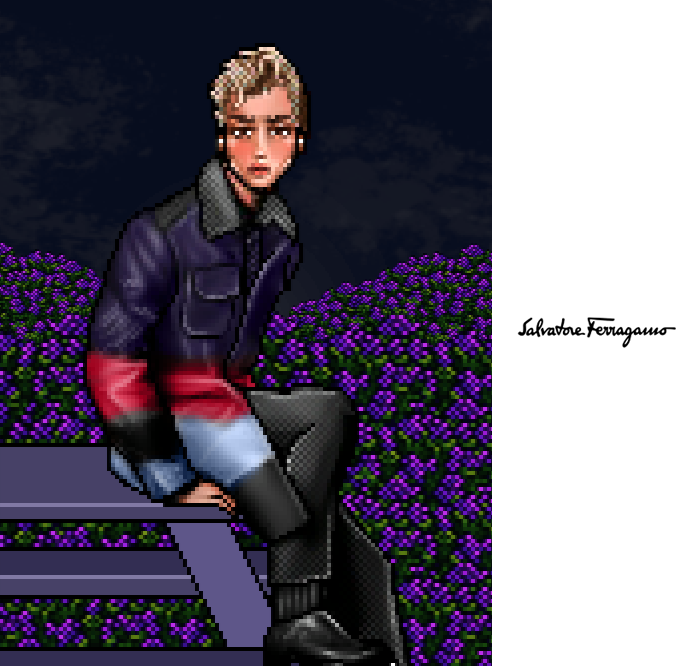 Salvatore Ferragamo Fall/Winter 2014-Model @lukhasmanning  is tapped as the new face of Salvatore Ferragamo. Sitting on a purple bench and photographed against the backdrop of a field, Lukhas image captures Salvatore Ferragamo’s rich color palette for fall/winter 2014.