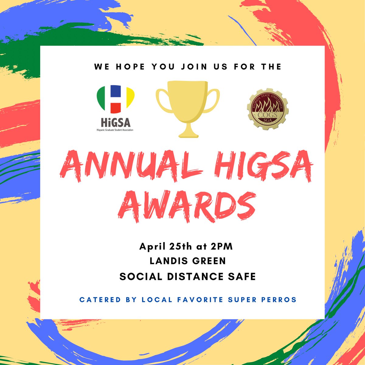 Hello Fellow HiGSA family! 
We are getting ready host our last event of the school year 🤩

The HiGSA Awards 🏆

Celebrating our HiGSA members and end of the semester 🎉

This event will be in-person, but social distance safe and will have prepackaged food available