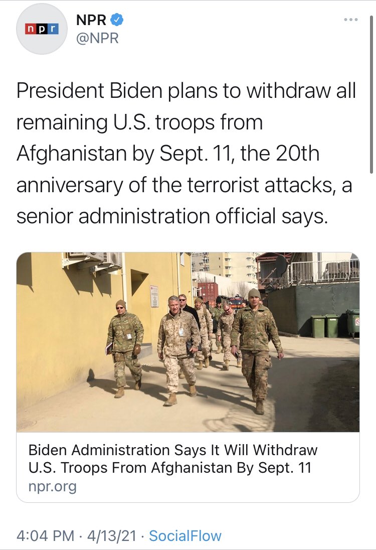 Some places, like  @NPR, don’t even seem to be trying at this rate.Were no military leaders worried when Biden made the decision to do the same thing?