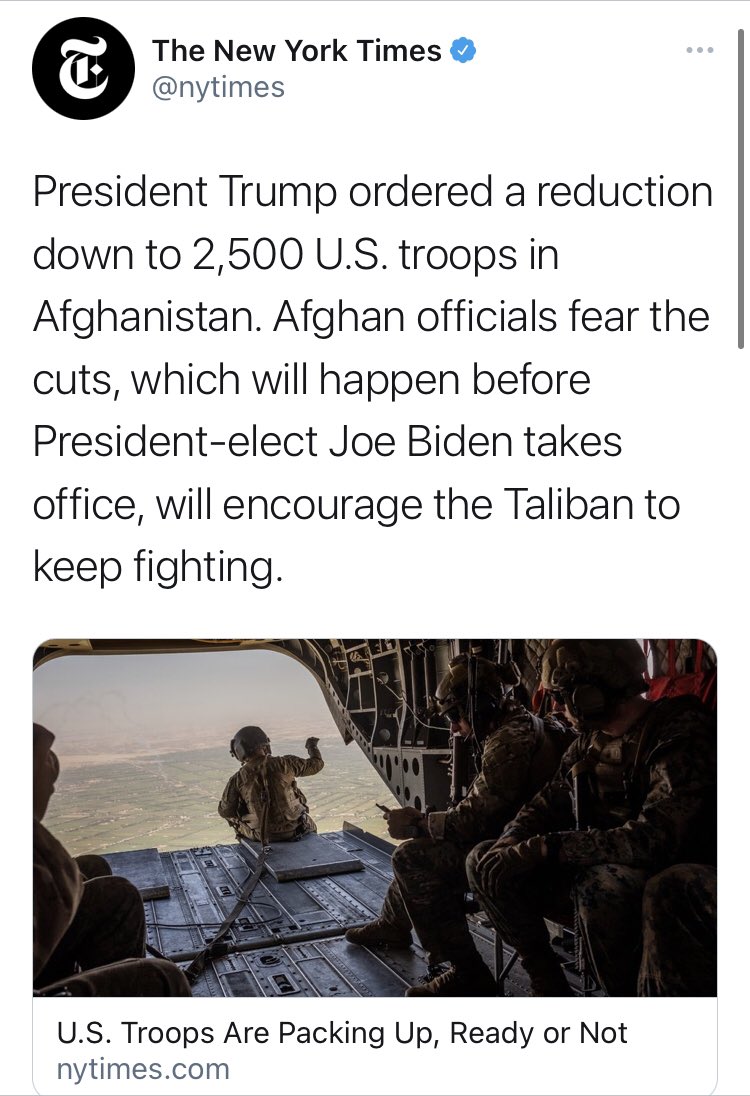 For Trump, we hear about the “fears” of Afghan officials from  @nytimes.Biden, on the other hand, gets a sympathetic write up despite being the second most powerful man in the country during the height of US forces. Just incredible memoryholing here.