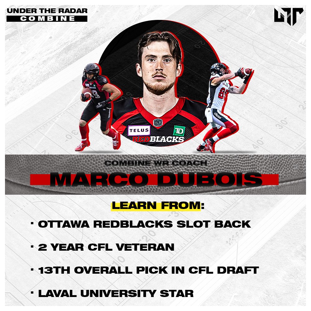Introducing the second from our coaching roster, Marco Dubois. He will be coaching all of the receivers at the UTR Combine on May 15th. Register with the link in bio or at undertheradarathletics.com