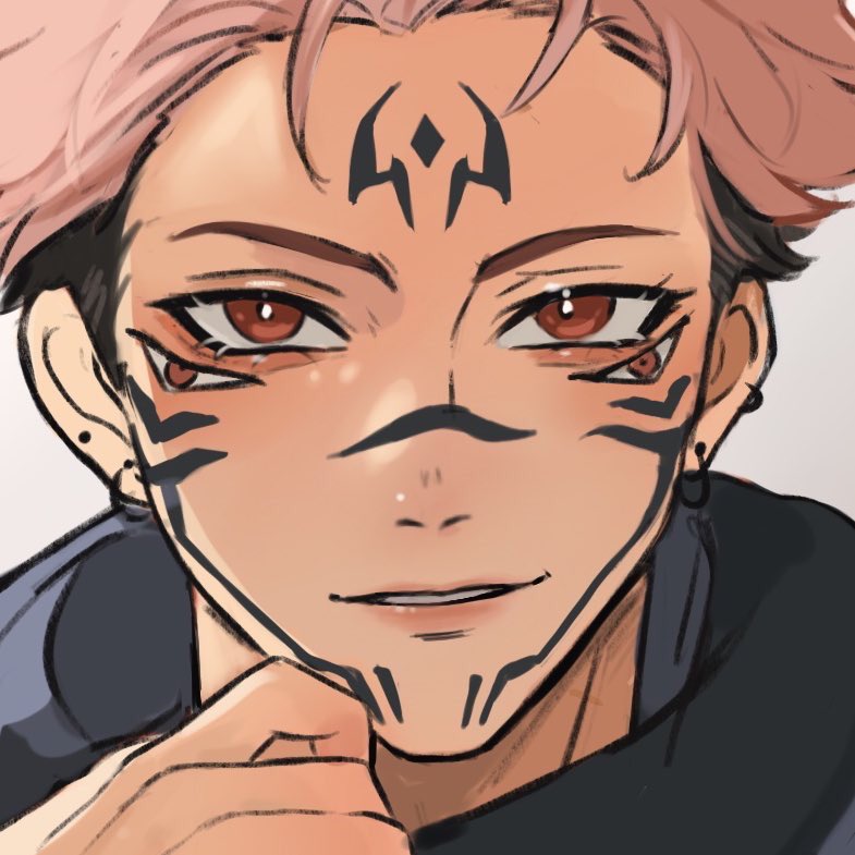 ryoumen sukuna (jujutsu kaisen) male focus 1boy facial tattoo solo undercut pink hair tattoo  illustration images