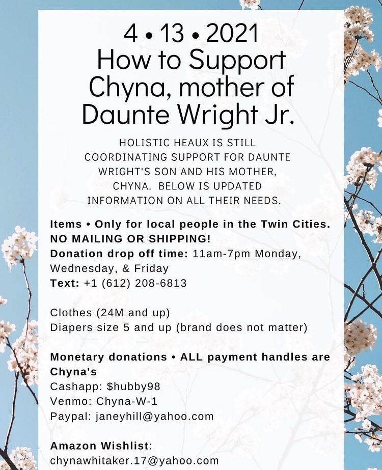 artisjupiter's tweet photo. JUSTICE FOR DAUNTE WRIGHT!! 

please see the list compiled by @HolisticHeaux for ways you can support Daunte’s girlfriend and their baby https://t.co/cGMUCkySVy