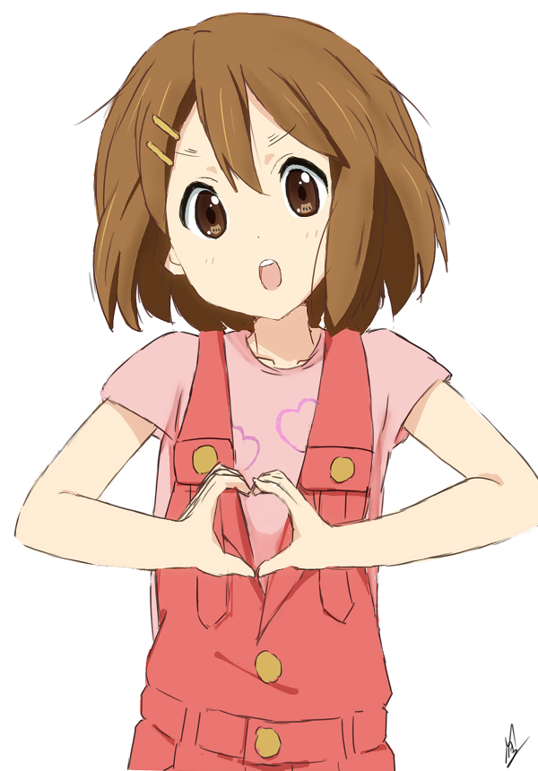 平沢唯 「手ハート唯ちゃん

#けいおん 」|MA-2㌠のイラスト