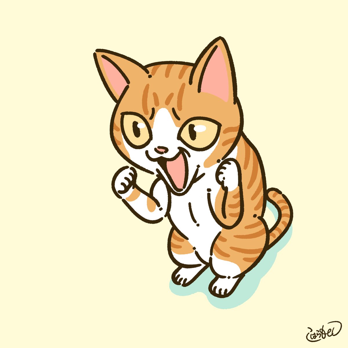 「猫パンチが面白可愛くて、つい描いちゃいました? https://t.co/JGu」|コハラモトシ@6月クリマ出店！のイラスト