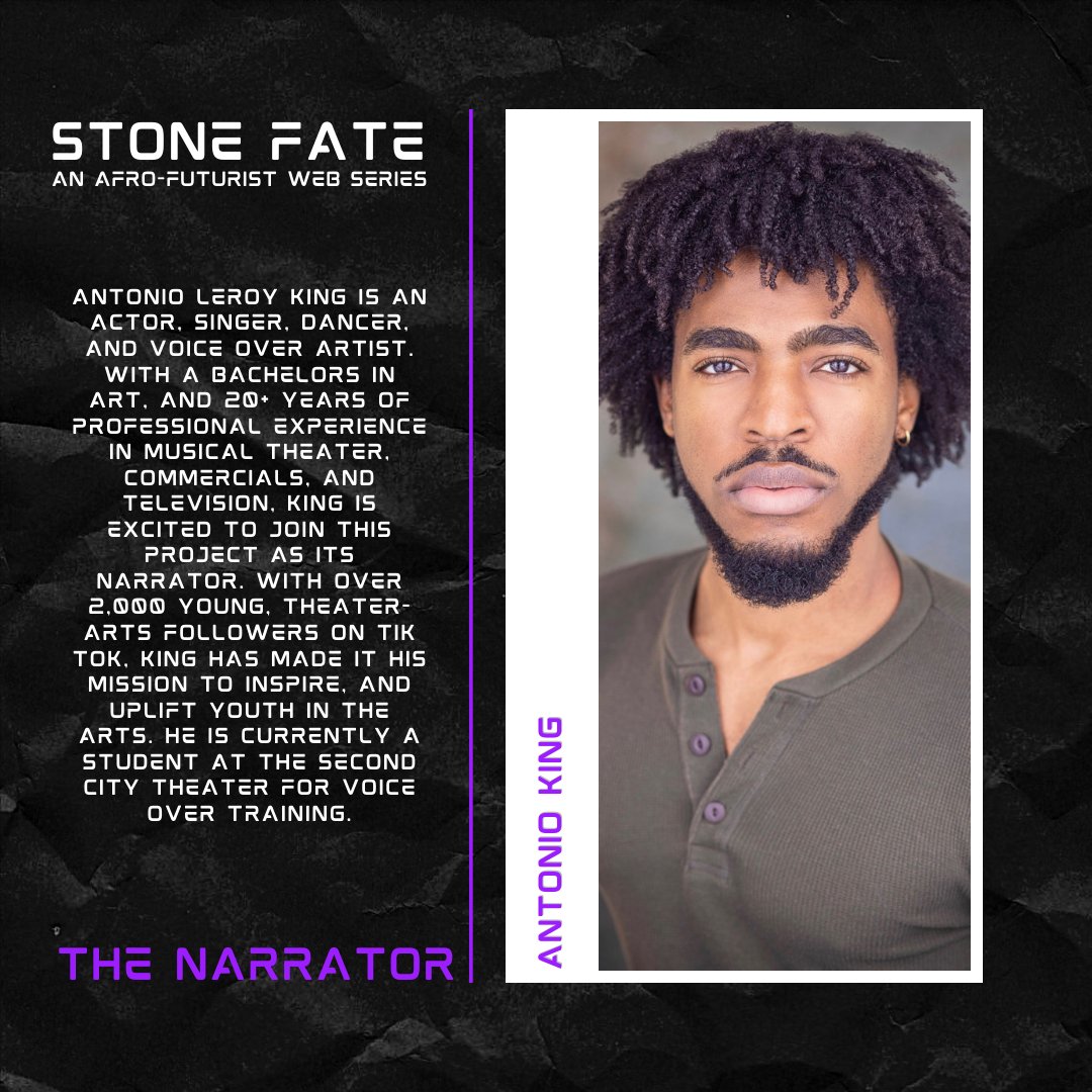 stone_fate's tweet photo. The role of our narrator for the table read will be played by Antonio King!  #afrofuturism #stonefatetheseries #narrator #antonioking #king #theblackwriterscollevtive #tableread #afro #futuristic #blackactress #actorslife #webseries #filmmaking #stonefate https://t.co/5gHawQ0taj