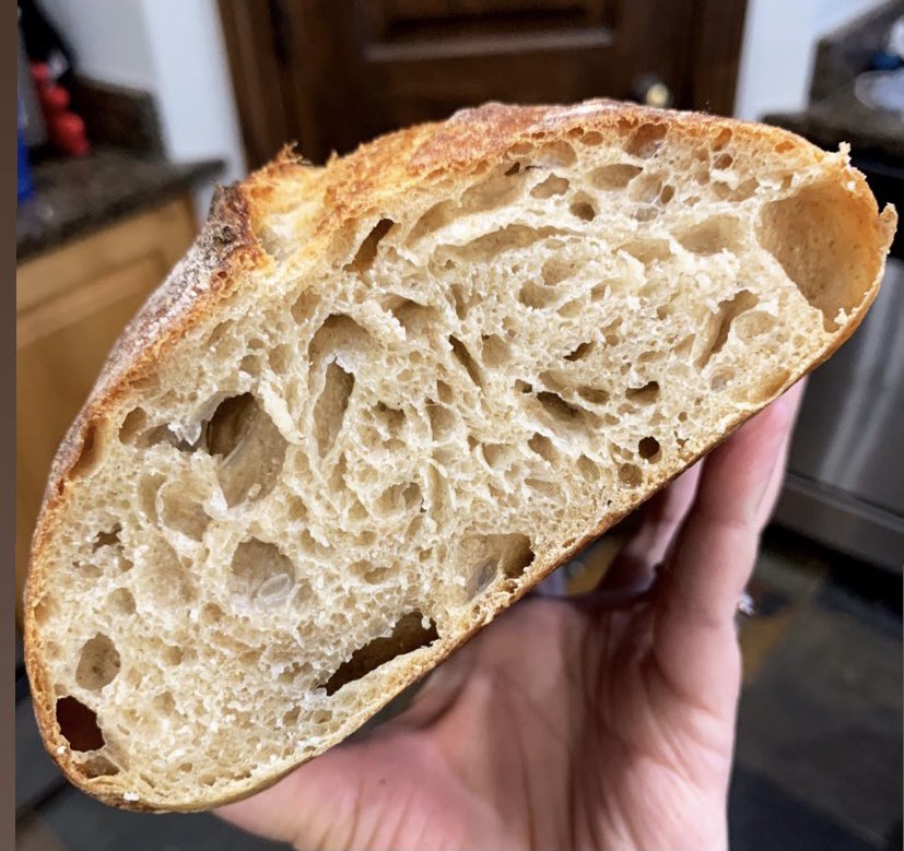 VedgedOut's tweet image. Literally nobody:

Me: (screams and cries) I finally achieved the sourdough #opencrumbstructure I’ve been trying to achieve for more than 3 years. #sourdough #sourdoughbaking #sourdoughbread #crumbshotchallenge #holygrail #opencrumb