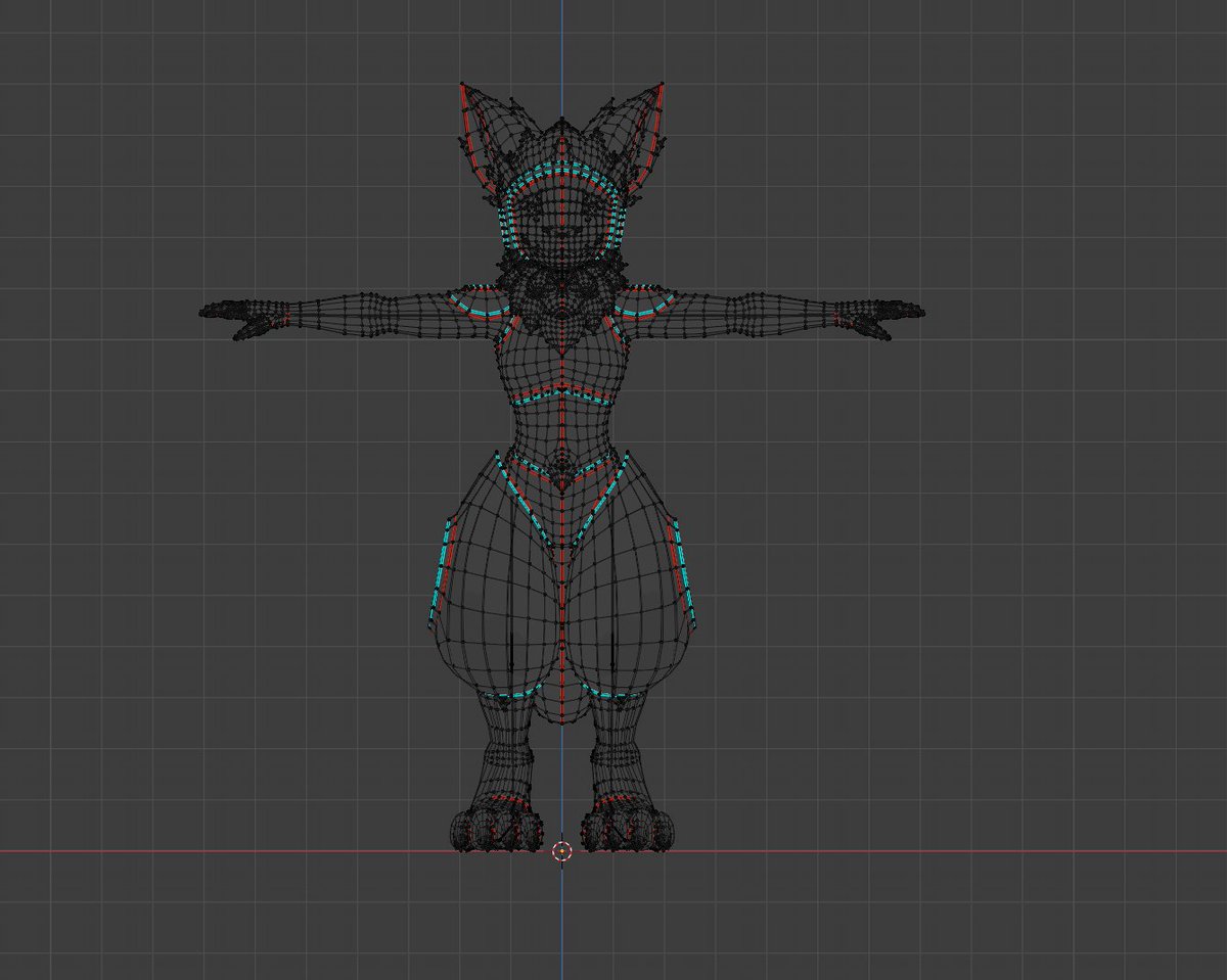 However, we CAN make this better with a hack that the other Protogen model you've seen everywhere does, and it's insetting the joint into the leg to create a sort of "ball and socket" look. This would also allow the 2 parts to just clip into each other, rather than deform