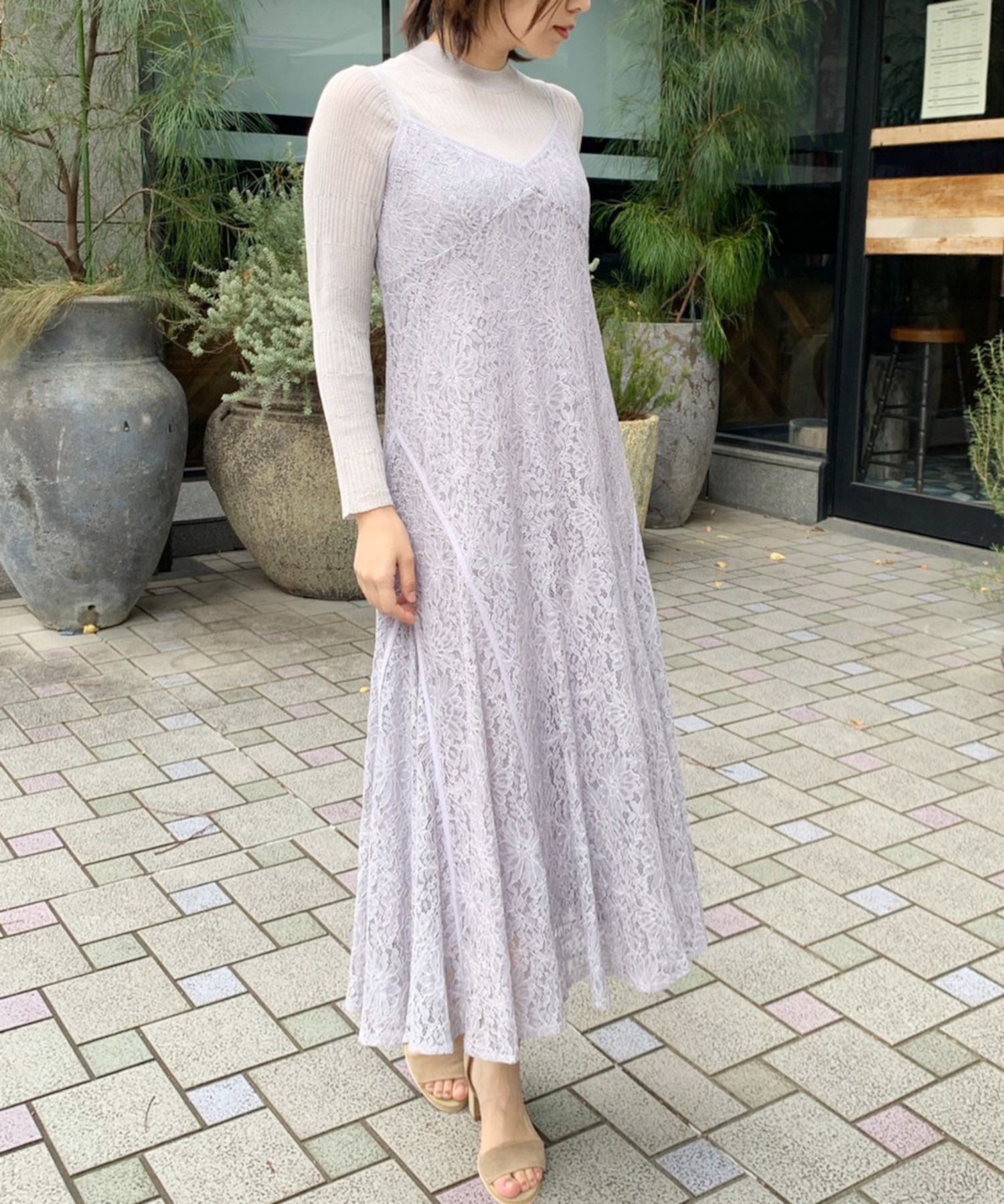 LILLIANCARAT トワルドジュイスクエアスリーブワンピース
