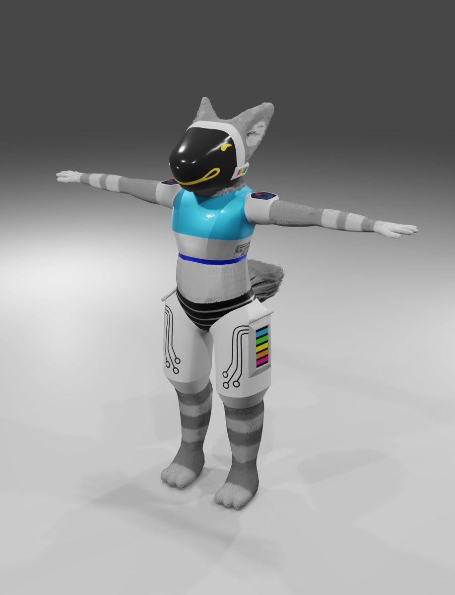The model is, officially, 100%, absolutely, totally, D O N E. All that is left now is to finish rigging and get to animating. I am so, so happy, and I can't wait to move him out of the t-pose position and into a more natural one