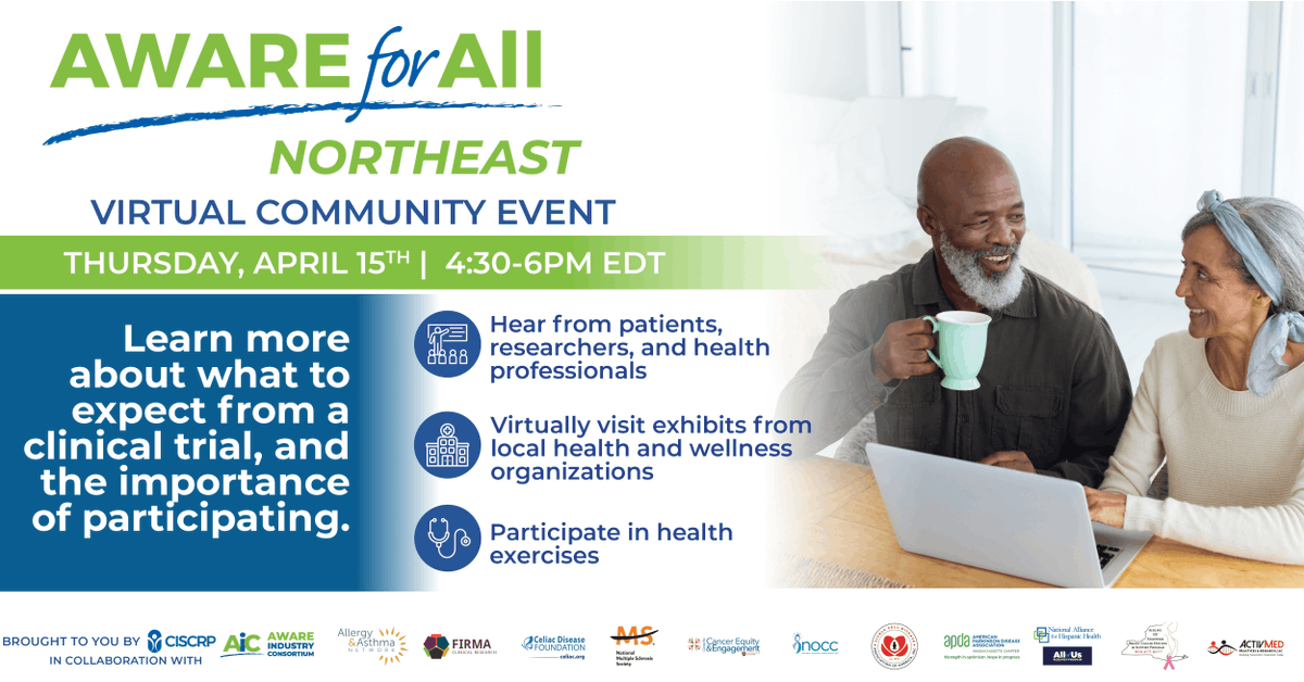nbd_foundation's tweet photo. Our lives are impacted by clinical research every day. Learn more by attending #AWAREforAll April 15th, produced by @CISCRP. RSVP today: https://t.co/4O7JDlBcxB https://t.co/w9hNpkU0BY