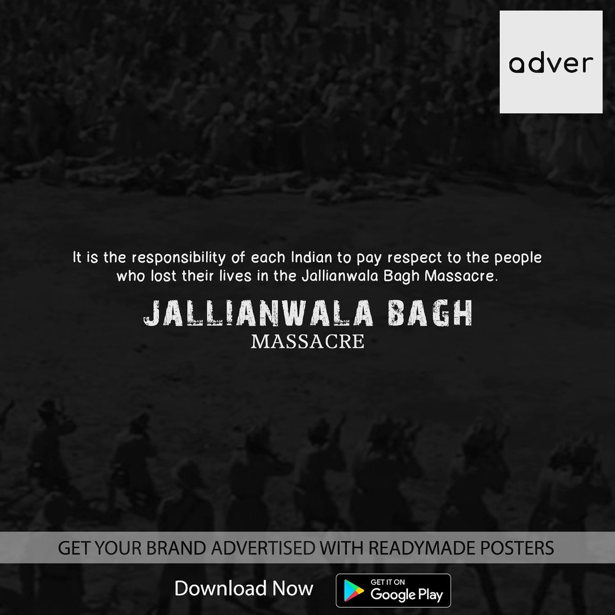 adver_app's tweet photo. It is the responsibility of each Indian to pay respect to the people who lost their lives in the Jallianwala Bagh Massacre.

#JallianwalaBagh #Jallianwala #jallianwalabaghmassacre #jallianwalabaghmassacreday #jallianwalabagh #JallianwalaBaghMassacre  #inqilab #inqilabzindabad https://t.co/8ukw19fHuO