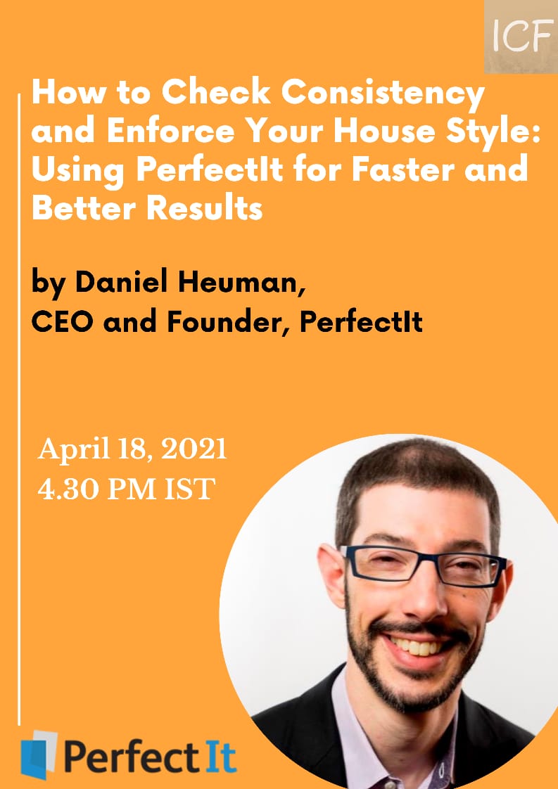 IndianEditors's tweet image. Join @IndianEditors and Daniel Heuman [@IntelligentEdit] CEO &amp;amp; Founder #PerfectIt on 18 April, 4.30 pm IST for a talk. Register: bit.ly/2QeXwBI