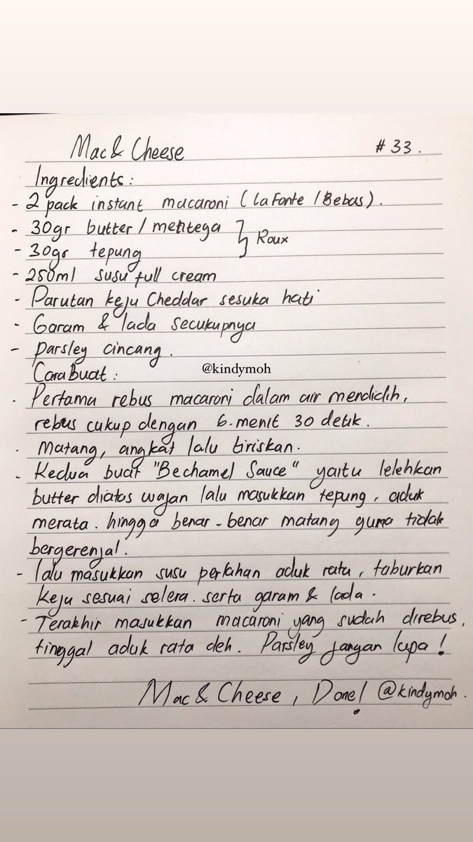Buat yang nanyain Mac&amp;Cheese kemarin, ini resepnya🙌