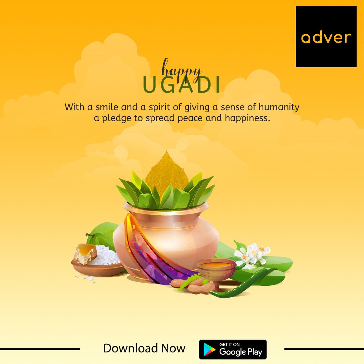 adver_app's tweet photo. With a smile and a spirit of giving a sense of humanity a pledge to spread peace and happiness.

#Ugadi2021 #UgadiNewHome #UgadiCelebration #UgadiFestival #Ugadi #SafeUgadi #FamilyTime #Fun #Joy https://t.co/N1EDylfNNk