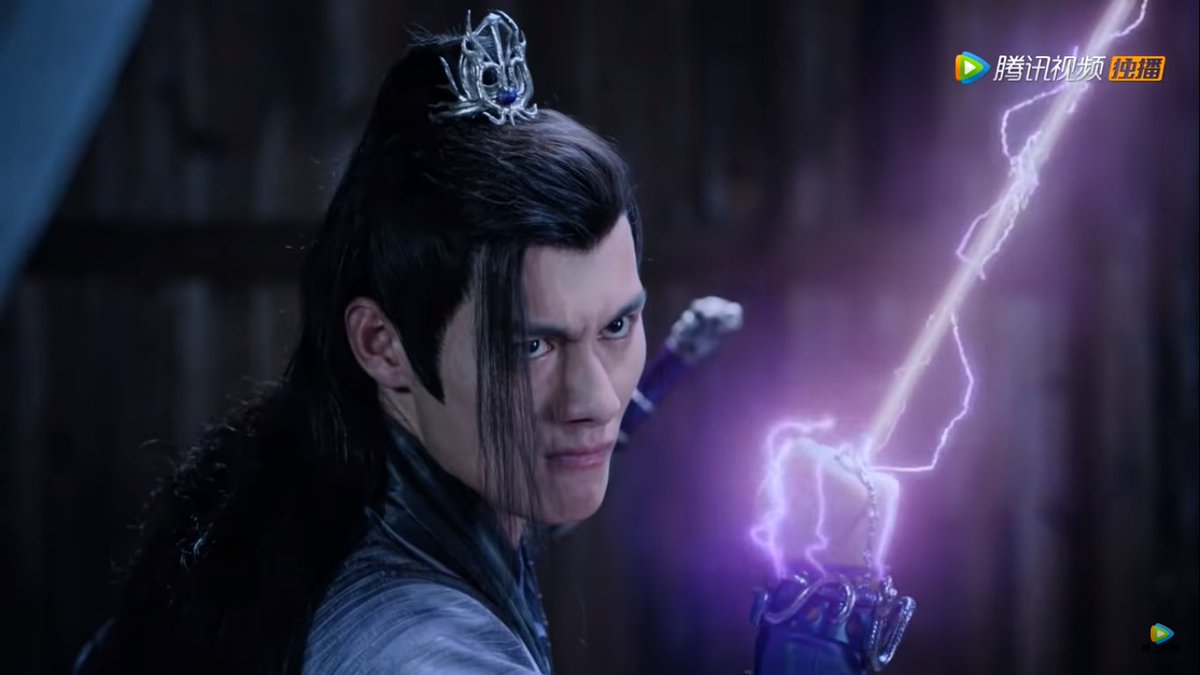 This is Jiang Cheng, aka Jiang Wanyin, Wei Wuxian's martial brother. Jiang Cheng is a great big ball of Feelings who really needs a hug. His primary mode of expressing affection is anger, and also he has a purple lightning whip called Zidian, which is very sexy of him.