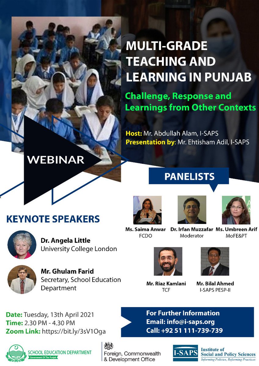 School Education Punjab (@schooledupunjab) on Twitter photo Secretary SED Ghulam Farid will be one of the keynote speakers at a webinar Today on 'Multi-grade Teaching & Learning in Punjab' to be hosted by <a href="/ISAPS_Edu/">I-SAPS Education</a>. The webinar aims to address challenges faced on the subject, consequent response and learnings from other contexts. Secretary SED Ghulam Farid will be one of the keynote speakers at a webinar Today on 'Multi-grade Teaching & Learning in Punjab' to be hosted by <a href="/ISAPS_Edu/">I-SAPS Education</a>. The webinar aims to address challenges faced on the subject, consequent response and learnings from other contexts.
