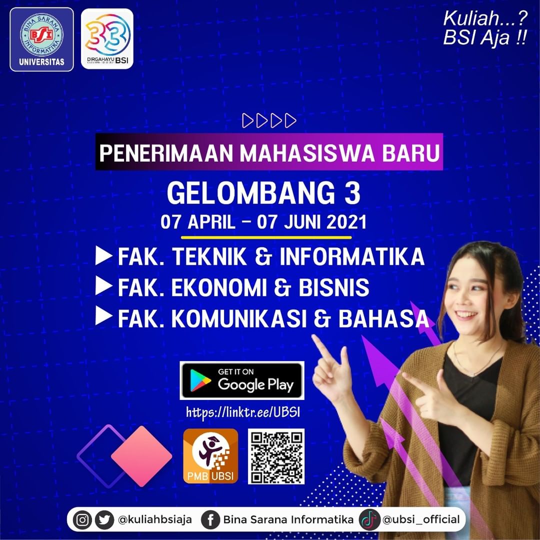 WUJUDKAN SEMUA MIMPIMU DARI SINI

Hai Sobat BSI..

Buat kamu lulusan SMA sederajat yg punya mimpi melanjutkan pendidikan ke jenjang kuliah, guna mempersiapkan masa depan yang lebih baik atau bahkan sebagai investasi masa depan.

instagram.com/p/CNldJKSJAZ_/…