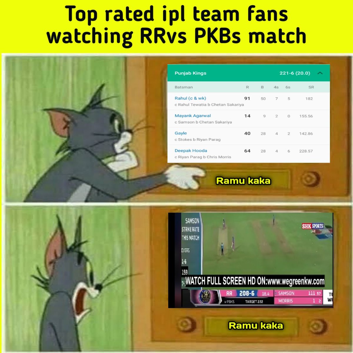AnilChugh26's tweet photo. #IPL2021 #RRvsPBKS @rajasthanroyals #MEMES https://t.co/Wa11NcaHDp