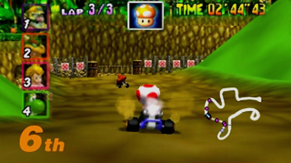 One could look at a game like Mario Kart 64 and agree that graphically, it hasn't aged well. It's using a 2D sprite for the cart. The icons for the players and power-up are blurred. The numbers are pixelated/aliased in a way that wasn't purposeful.