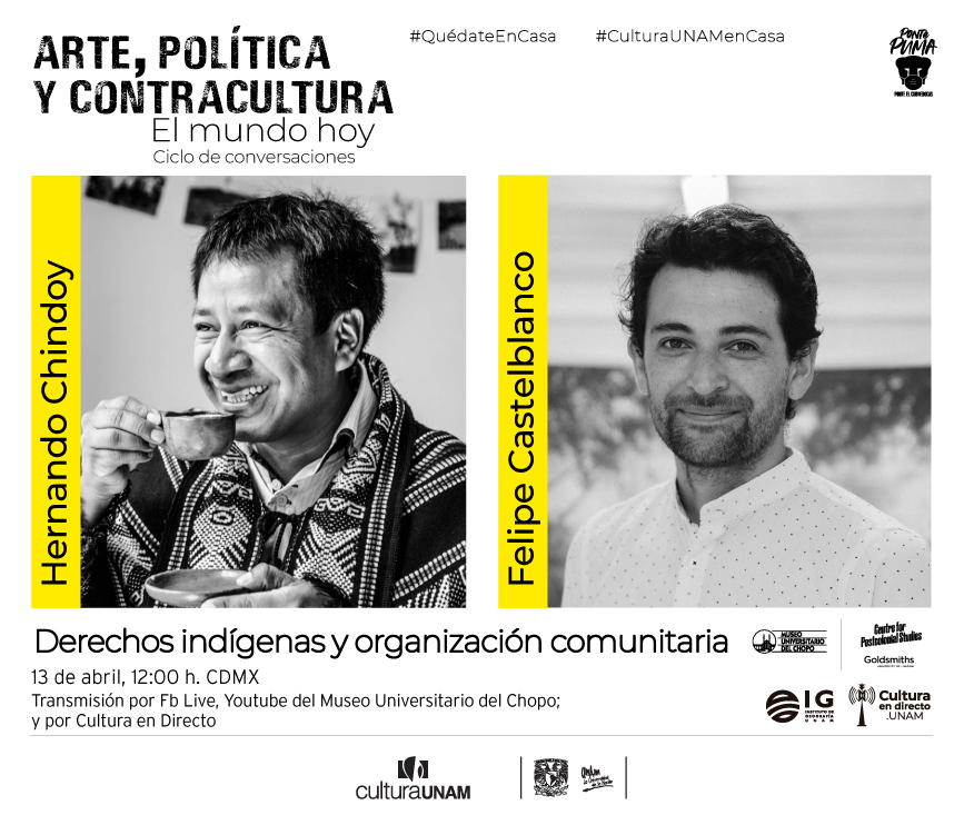 Acompáñanos mañana martes en la tercera conversación del ciclo #artepolíticaycontracultura Derechos indígenas y organización comunitaria, en la que <a href="/TodosconChindoy/">Hernando Chindoy</a>, líder del pueblo #Inga de #Colombia, platica con el artista e investigador <a href="/felipecastel/">Felipe Castelblanco</a> 

bit.ly/chindoy_castel…