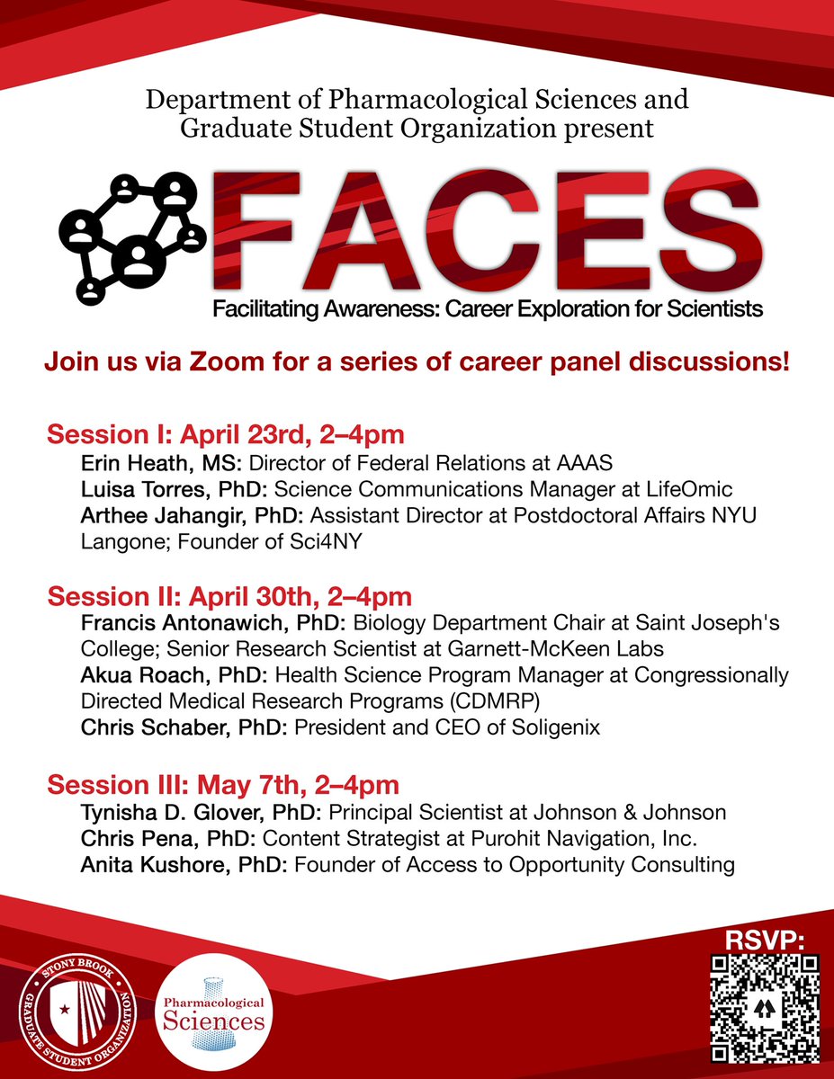 SBUPharm's tweet photo. Are you exploring your career options post-PhD? Join us for FACES, a series of virtual career discussions featuring speakers who will be speaking about their unique career journeys, followed by panel discussions and networking breakout rooms!

https://t.co/p0UYJIAkLg

#SBUpharm https://t.co/pd3r1EZM1G