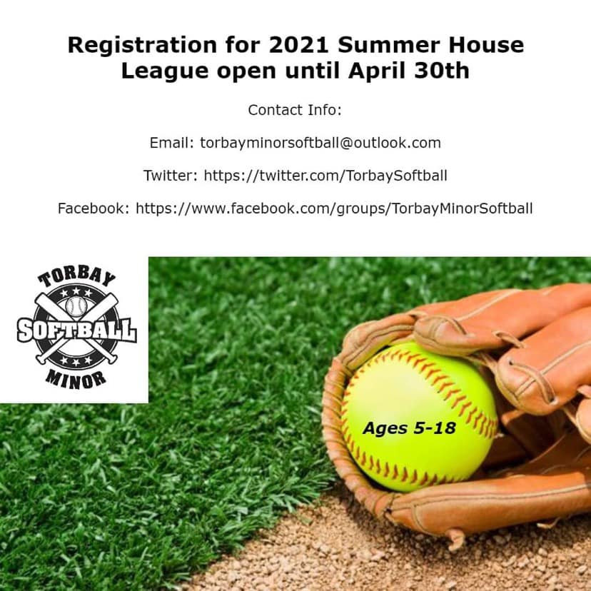 TorbaySoftball's tweet photo. #TMS2021SummerRegistration
@torbaynl @hthtigers @gotigersathlete @JuniperRidgeNL @SoftballNL @HolyTrinityElem 
Open until April 30th 🥎 https://t.co/DUiLfhrS5g