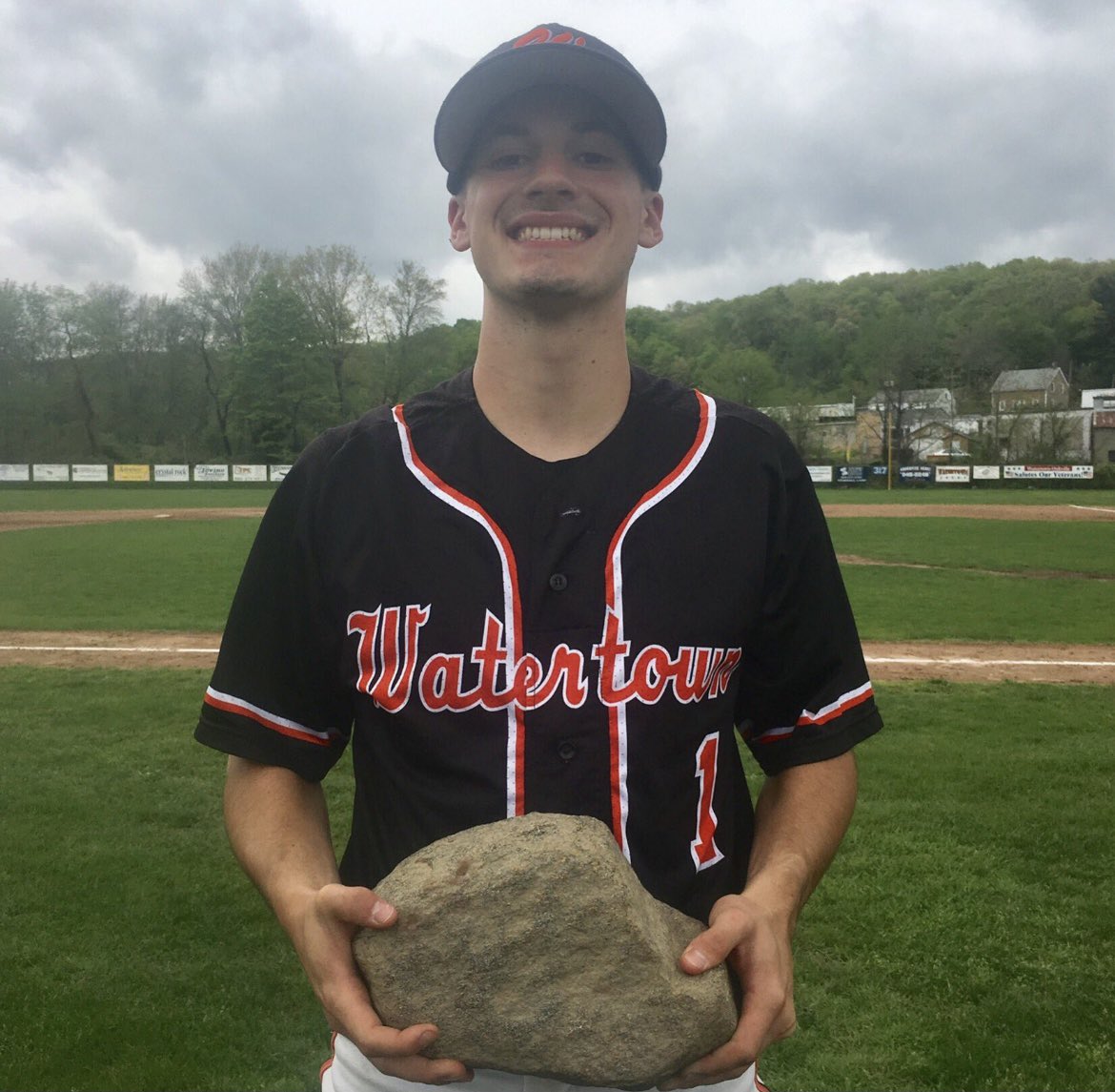 WatertownHSBase's tweet photo. You all may have noticed that there have not been any #RockOfTheGame posts this season. With that being said, Watertown baseball has announced the retirement of #DonnaTheRock. Here are a few of our favorite moments with Donna. #ctbase https://t.co/IMWji12KsF