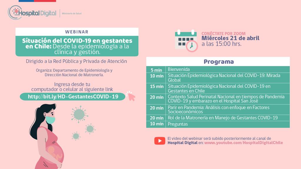 ChileMatrones's tweet photo. Te dejamos esta interesante charla “Situación del Covid-19 en gestantes en Chile", programado para el próximo miércoles 21, a las 15 horas. https://t.co/ANgL8iLS4r