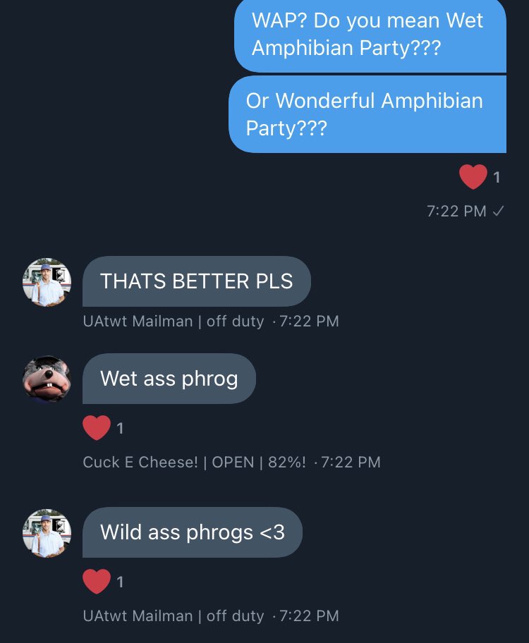 UAtownNoContext's tweet photo. WAP = Wonderful Amphibian Party https://t.co/nqPDN0unwB