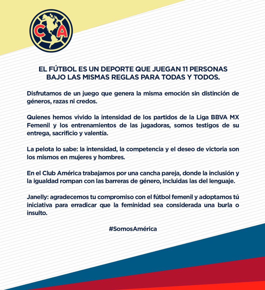 El fútbol es de todas y todos ⚽️🦅
#SOMOSAMÉRICA