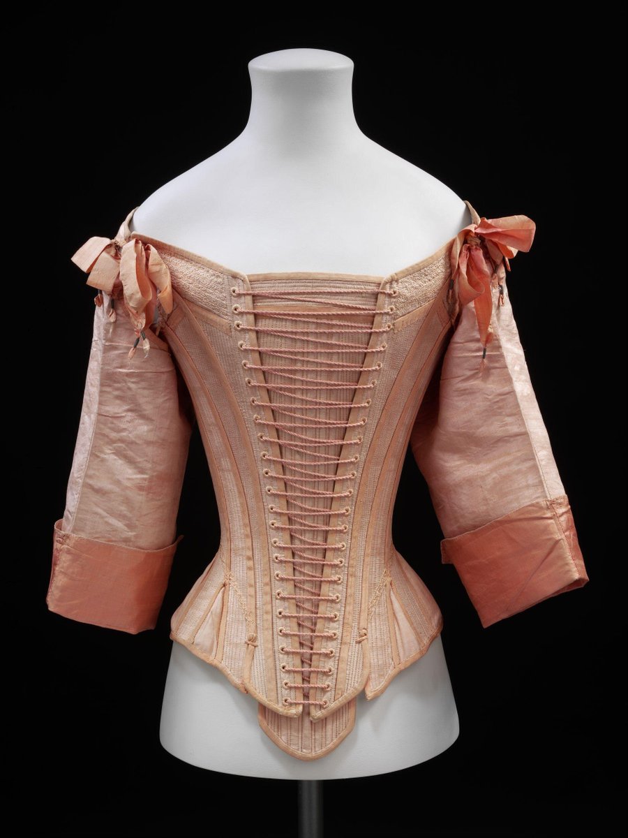 13 - Stays, the precursor to the modern corset, used to be called "two bodies" & were fully boned bodices. They could be structured with reeds or whalebone. This is where things get sticky, though, from a terminology standpoint. This example is from 1660.